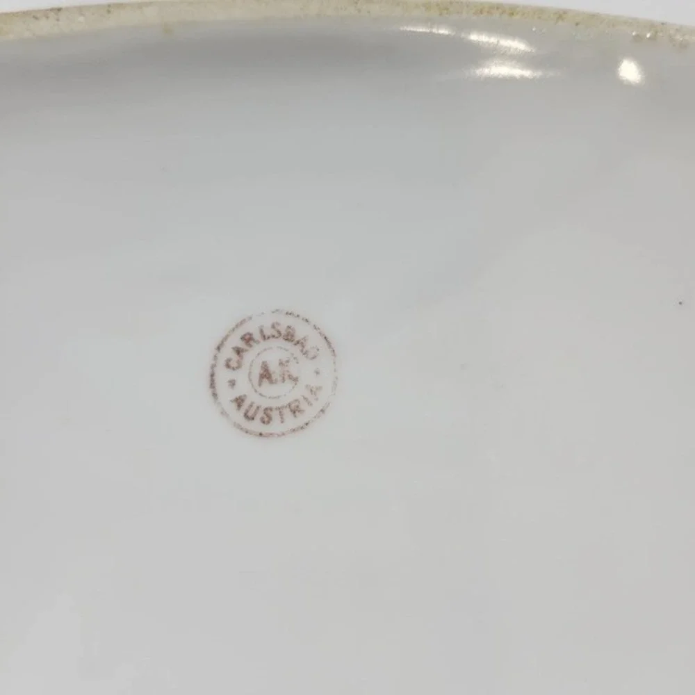 Antique A.K. Carlsbad Austria Tureen & Lid with Purple Flowers 1800s